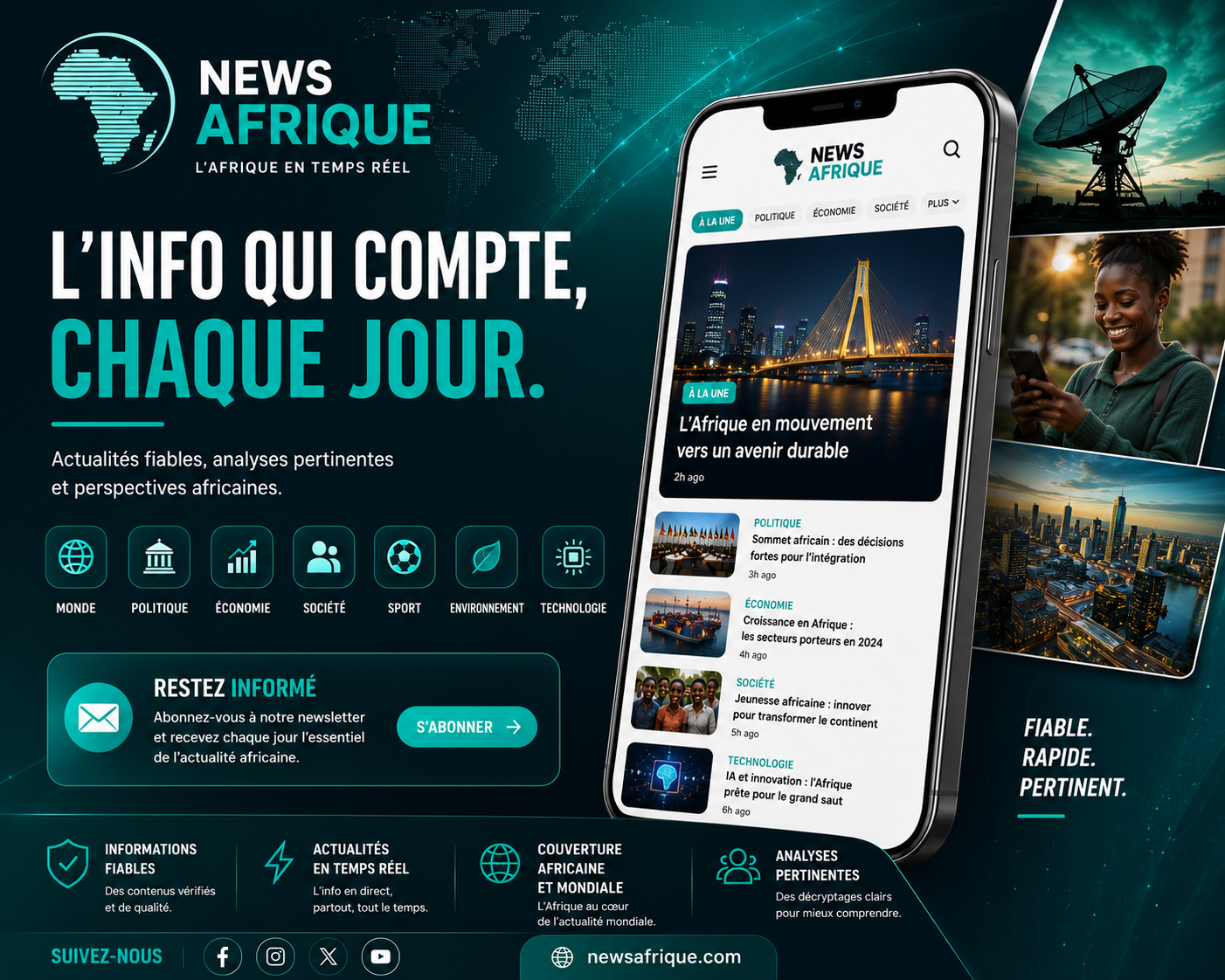 Flyer News Afrique teal